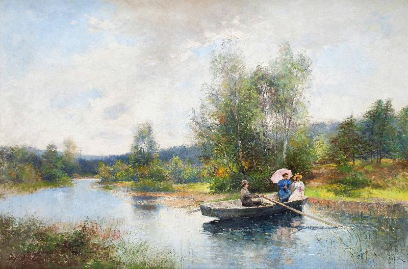 Severin Nilsson Rowing in a summer landscape Spain oil painting art